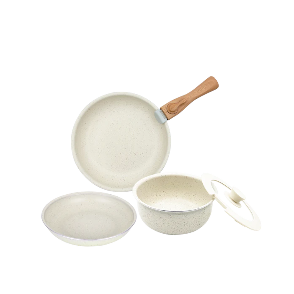 Russell Taylors Detachable Handle Non-stick Cookware Set - Fry Pan, Sauce Pan (5 Pcs)