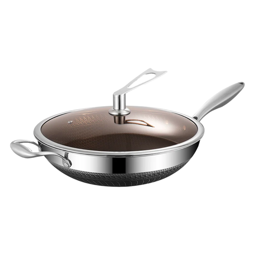 [00900406200746] Russell Taylors 316 SS Non-Stick Honey Comb Wok Deep Fry Pan With Lid (30CM)
